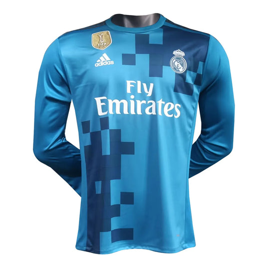 Camisola Real Madrid 2017/18 Retro I Manga Longa Masculina c/ Oferta Impressão Nome + Número