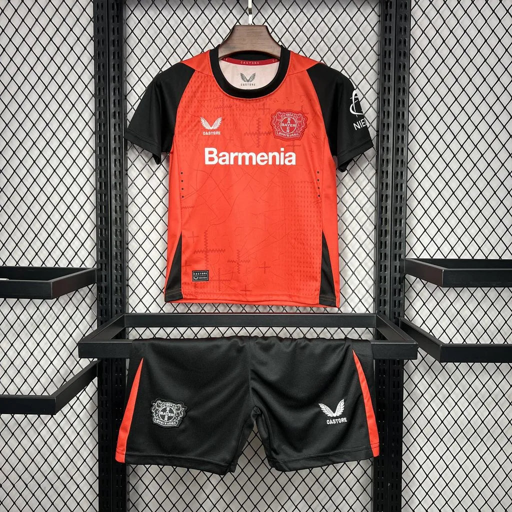 Kit Infantil Bayer Leverkusen 2024/25 Home – Para Crianças dos 3 aos 14 Anos