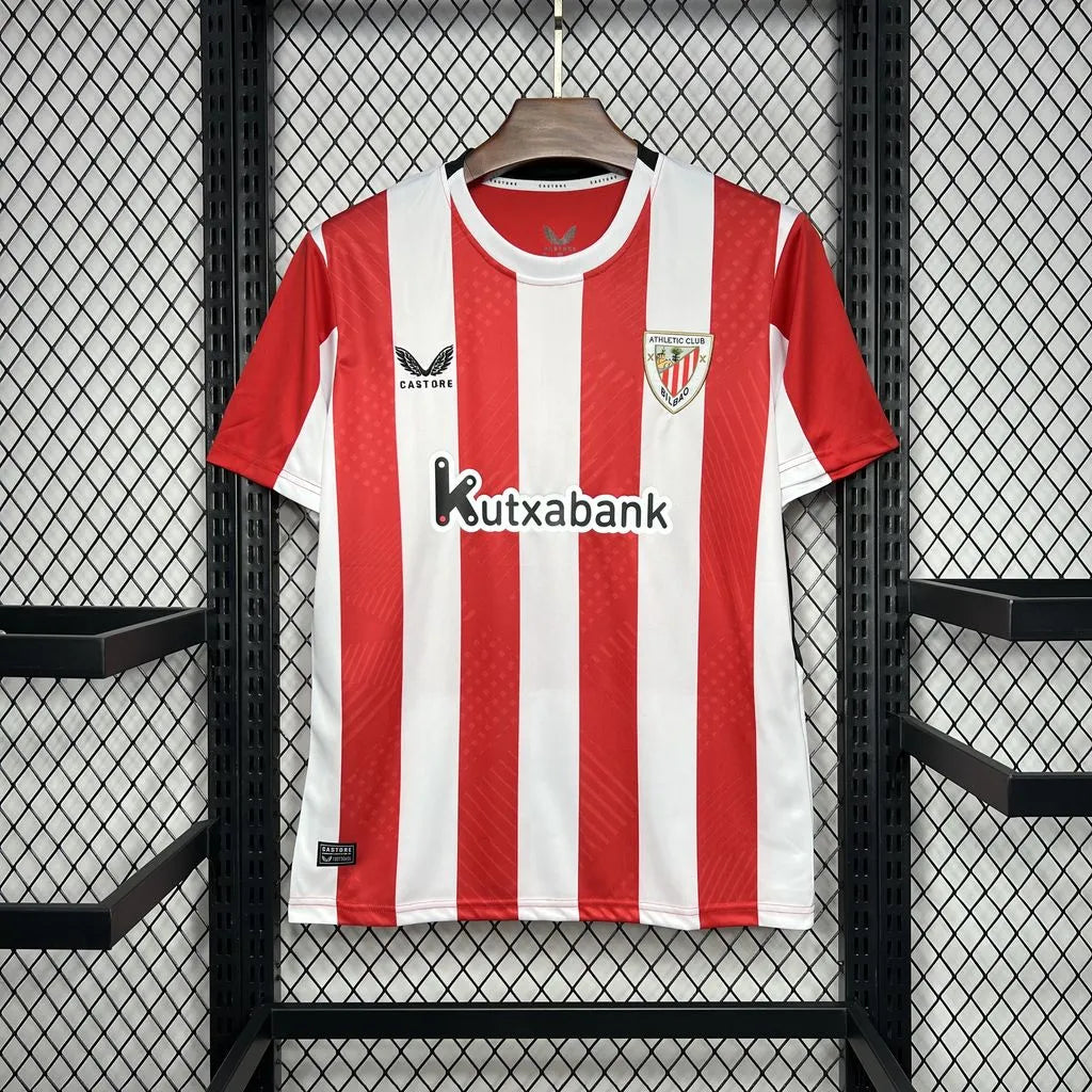 Camisola Athletic Bilbao 24/25 Home (VERSÃO ADEPTO) para Homem com Oferta de Personalização de Nome + Número - S ao 4XL