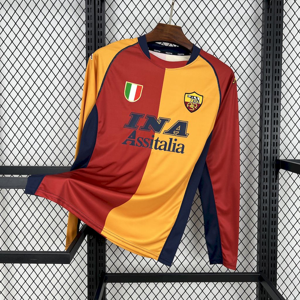 Camisola Retro de manga longa do AS Roma, época 2001/02