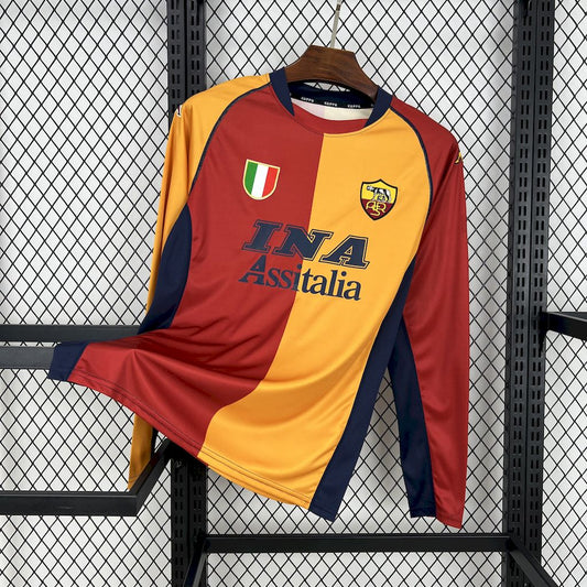 Camisola Retro de manga longa do AS Roma, época 2001/02