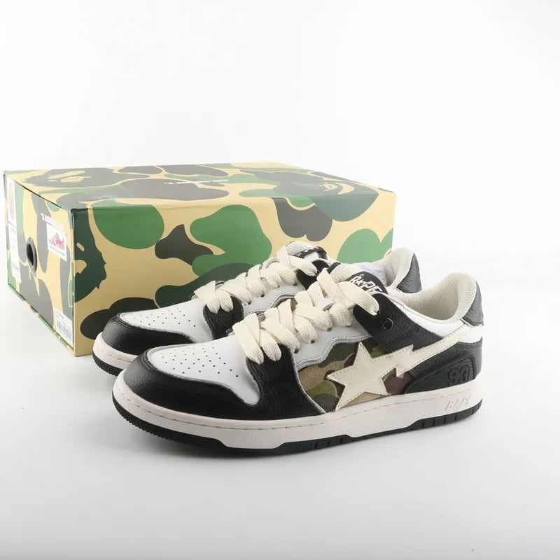 Ténis BAPE STA - Classic Retro Limited Edition: Estilo Atemporal - Preto - Branco