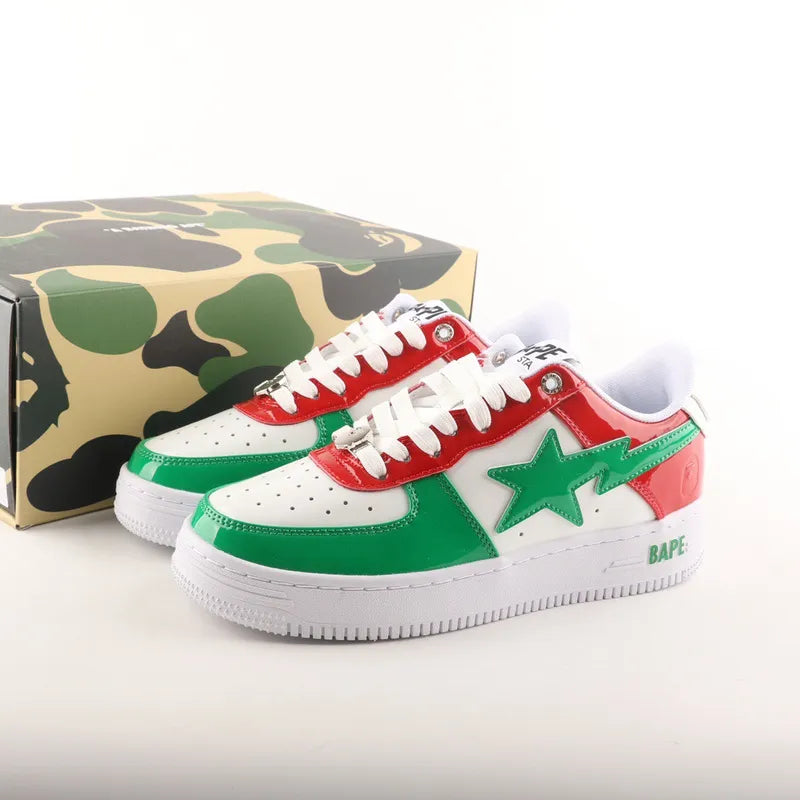 Ténis BAPE STA - Classic Retro Limited Edition: Estilo Atemporal - Verde / Vermelho