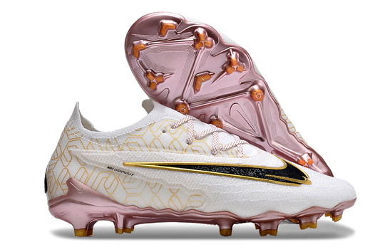 Chuteiras Nike Phantom GX Elite DF FG – Cano Baixo Branco Ouro, Tamanhos 39 ao 45