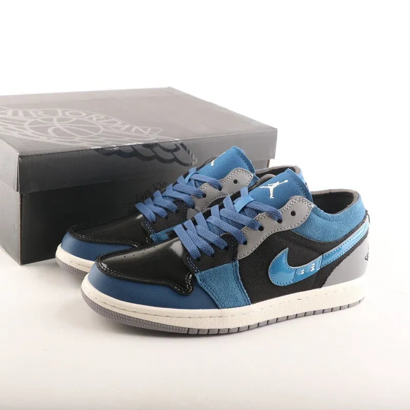 Ténis AJ 1 Retro Low Azul, Preto e Cinzento: A Combinação Perfeita de Cores e Conforto - 36 ao 46