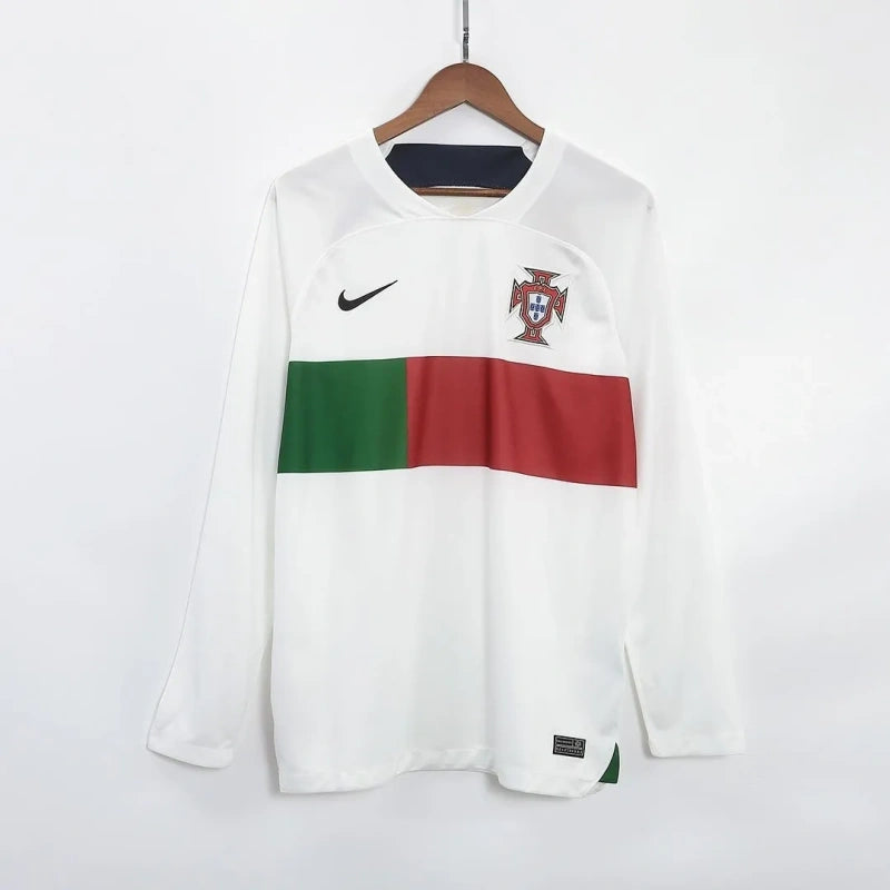 Camisola RETRO PORTUGAL Away Manga Longa Mundial 2022  c/ OFERTA de Personalização Nome + Número