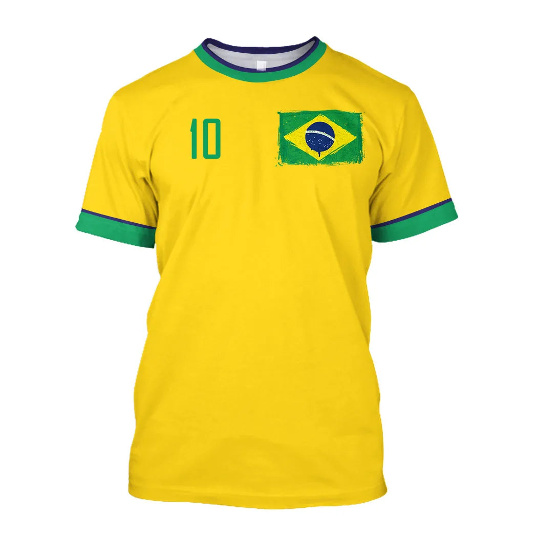 Camiseta Brasil Masculina Oversized - Estampa 3D Bandeira Brasileira