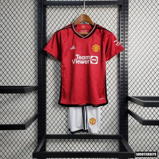 Equipamento MANCHESTER UNITED home 23/24 Conjunto Infantil c/ Oferta de personalização Nome + Número