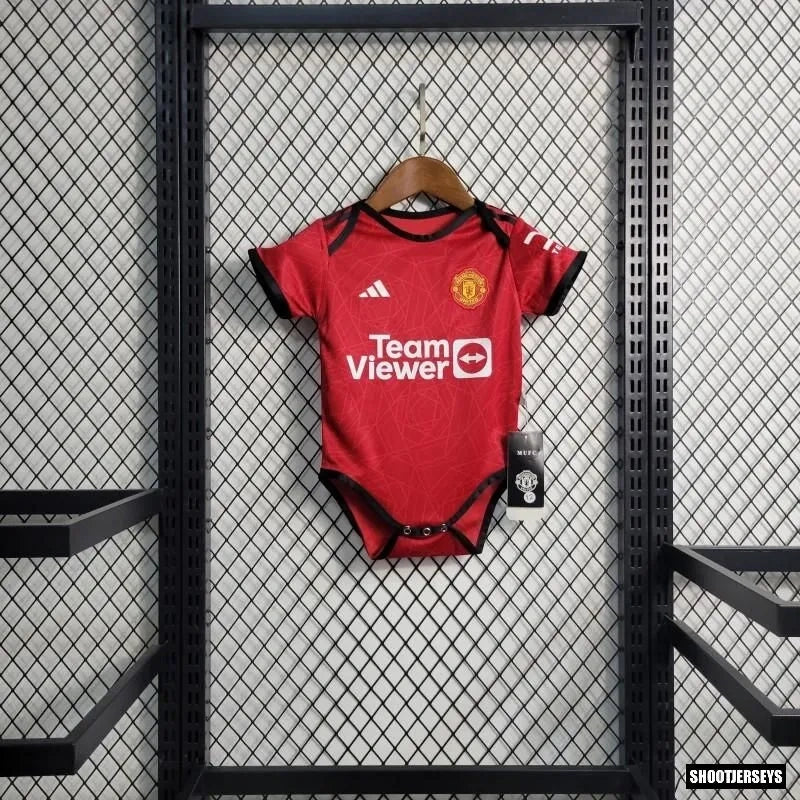 Body Bebé MANCHESTER UNITED 23/24 Home | 6 - 24 meses - Com OFERTA de Personalização Nome + Número