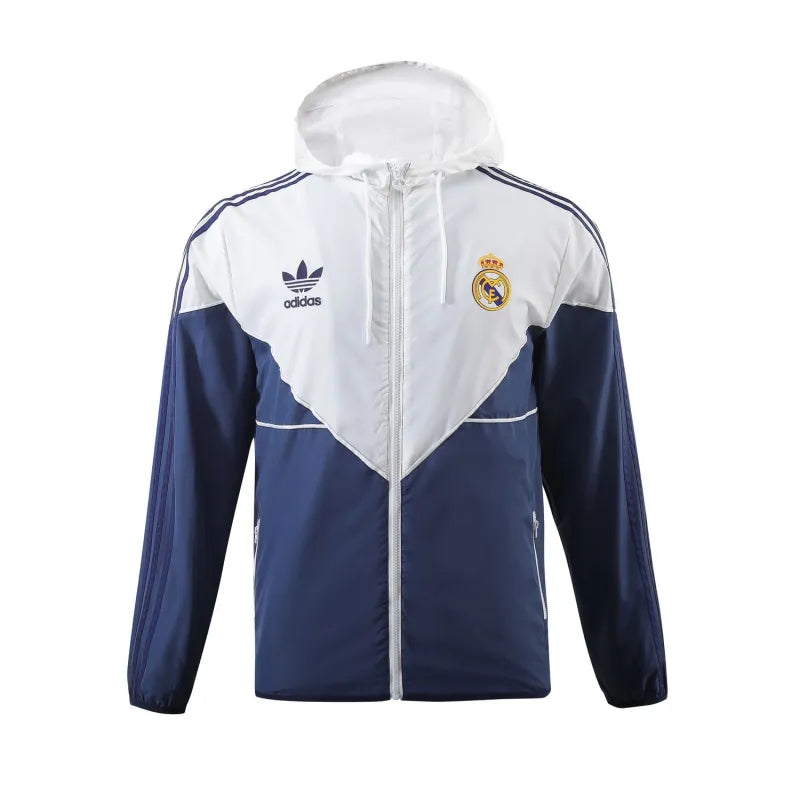  Jaqueta Real Madrid 24/25 All Weather Windbreaker Branca e Azul - Tamanhos S ao 2XL