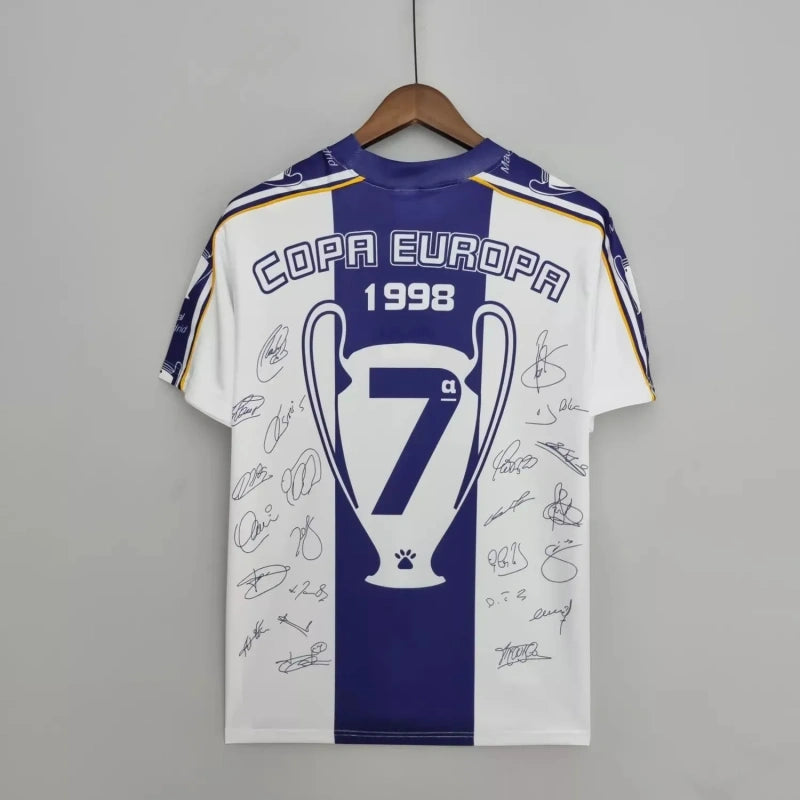 Camisola Retro Real Madrid 1998 UCL Winners Assinada - Tamanhos S ao 2XL