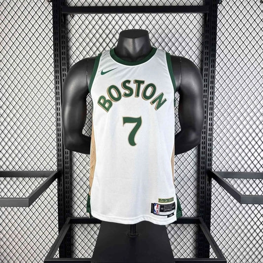 Camisola Masculina Jaylen Brown Boston Celtics NBA 2024 - Edição City Branca