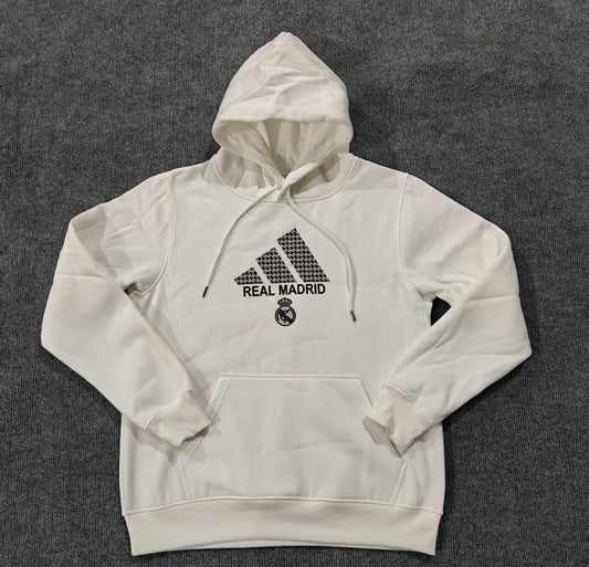 Hoodie Adidas Real Madrid em tons de bege, cinza, branco, vermelho, marinho e preto