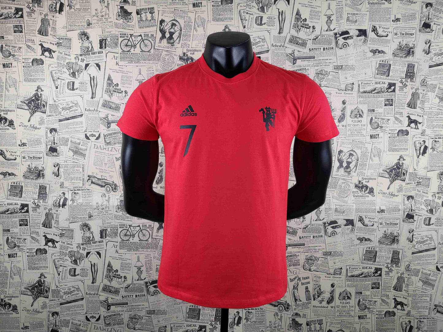 T-Shirt de Algodão Vermelha Ronaldo 7 do Manchester United